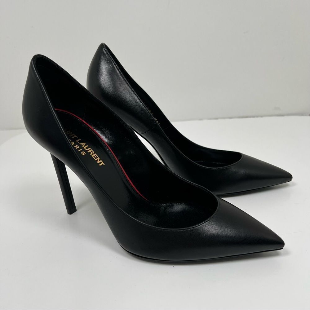 SAINT LAURENT Anja 85 Leather Pumps in Black Sz US 7.5 - Picture 2 of 8